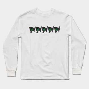 Five Dog Holding Shamrock for St Patricks Day Long Sleeve T-Shirt
